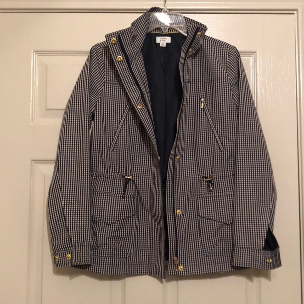 Crown & Ivy Navy Gingham Jacket EUC